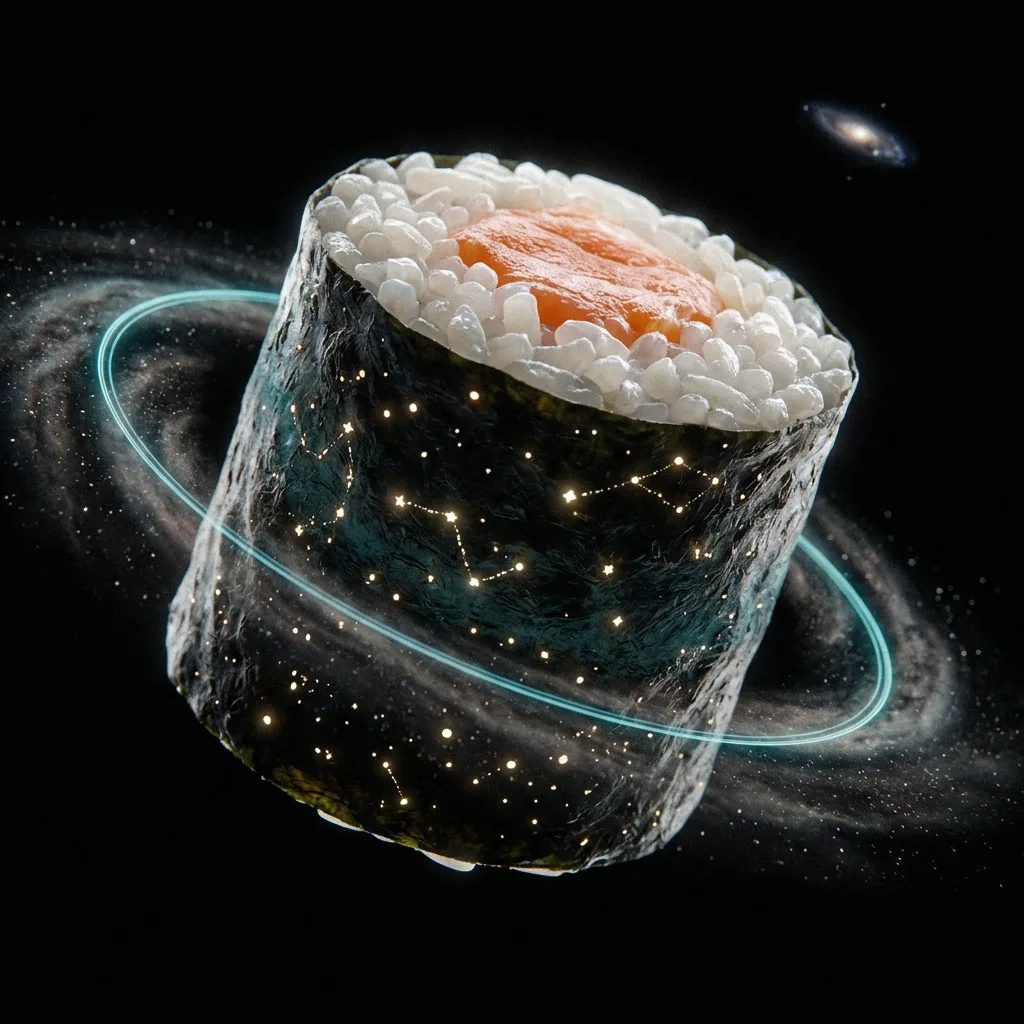 海苔が惑星表面のように見えるマクロショット