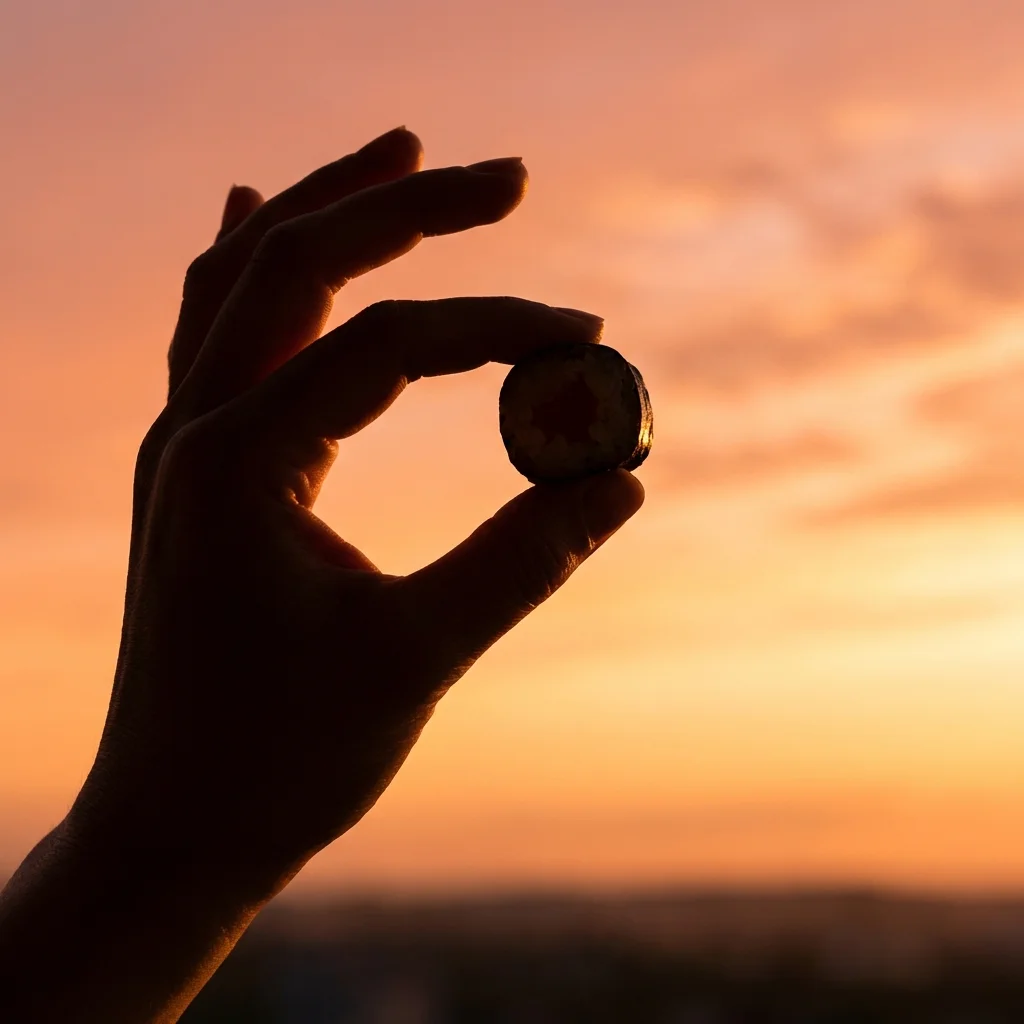 夕焼けに透かして