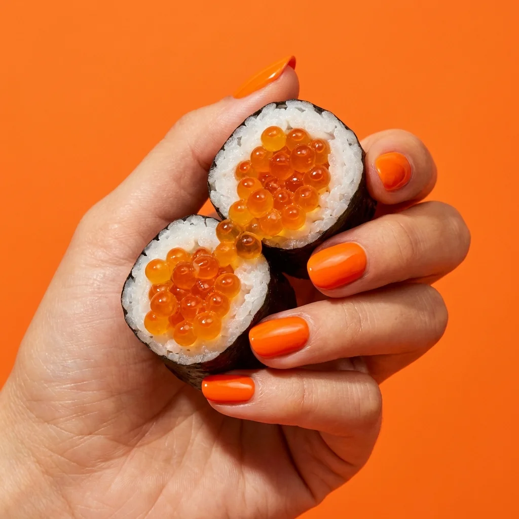 いくらと、橙のネイル