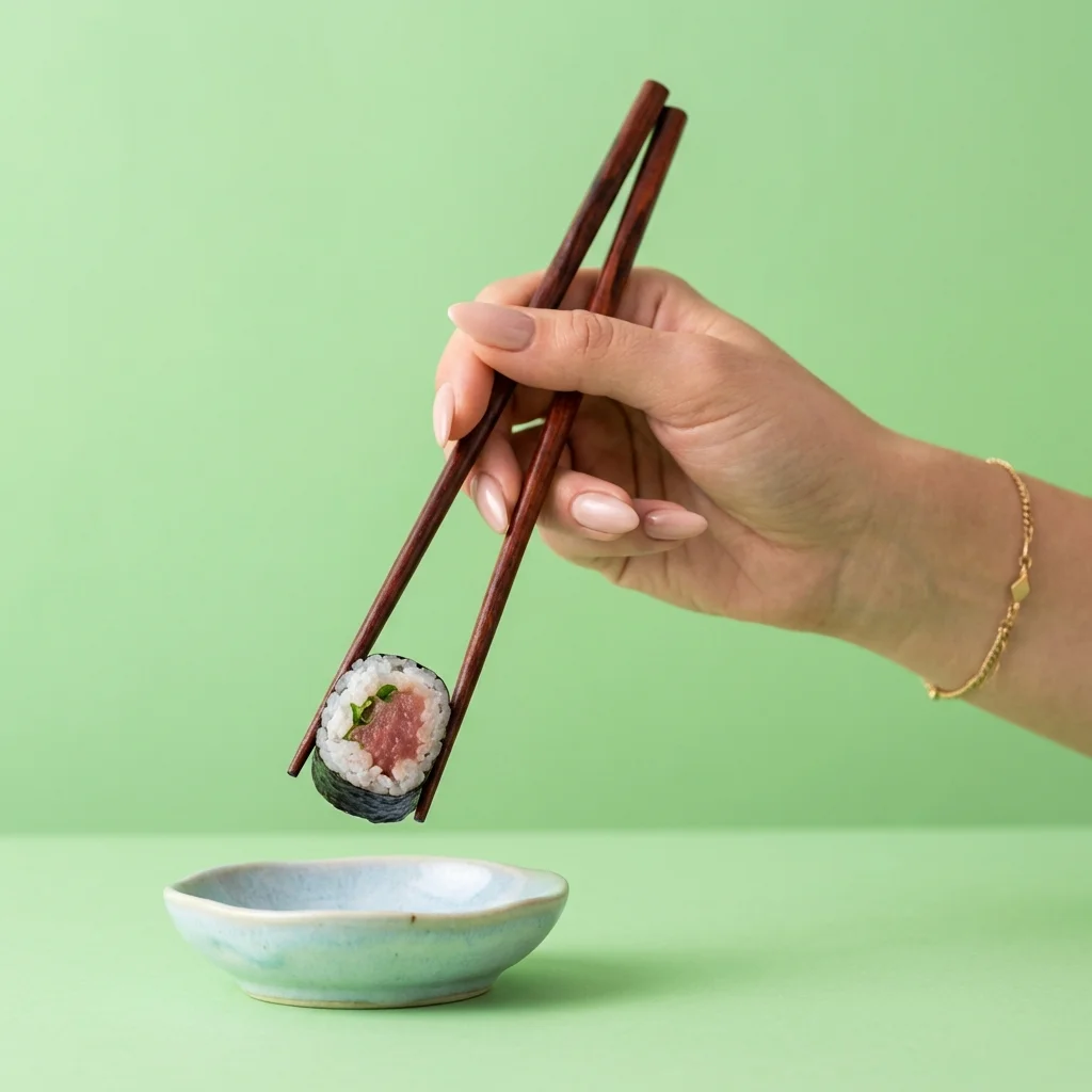 ネギトロを、持ち上げて