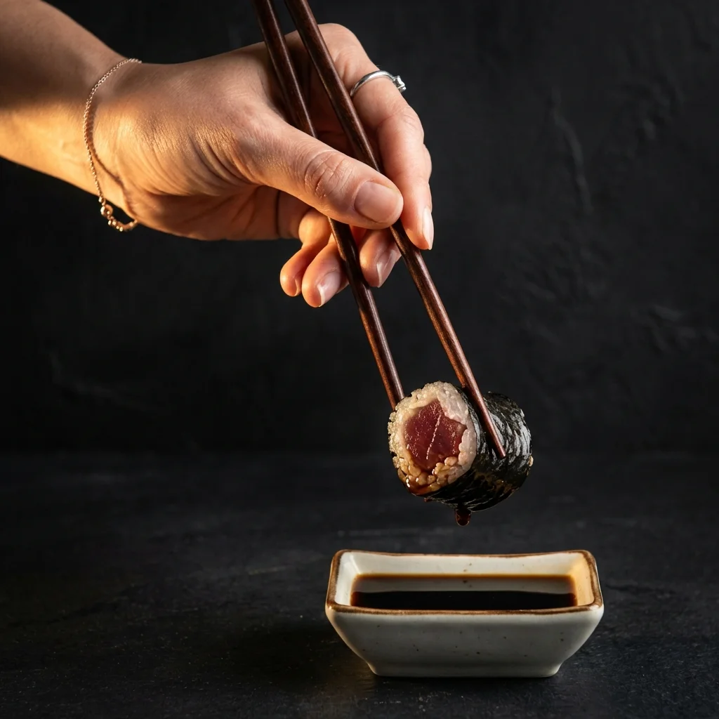 醤油に、つけて