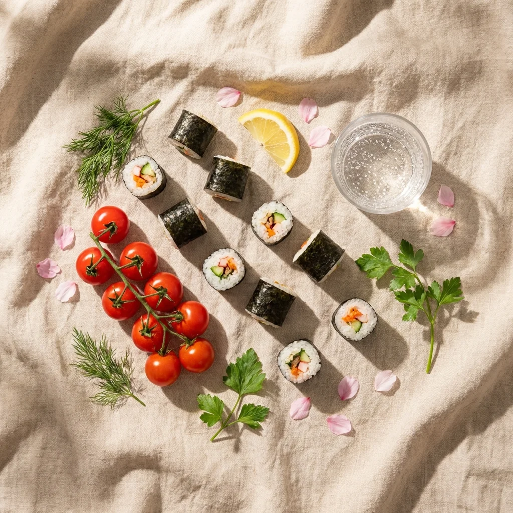 ピクニックシートに広げて