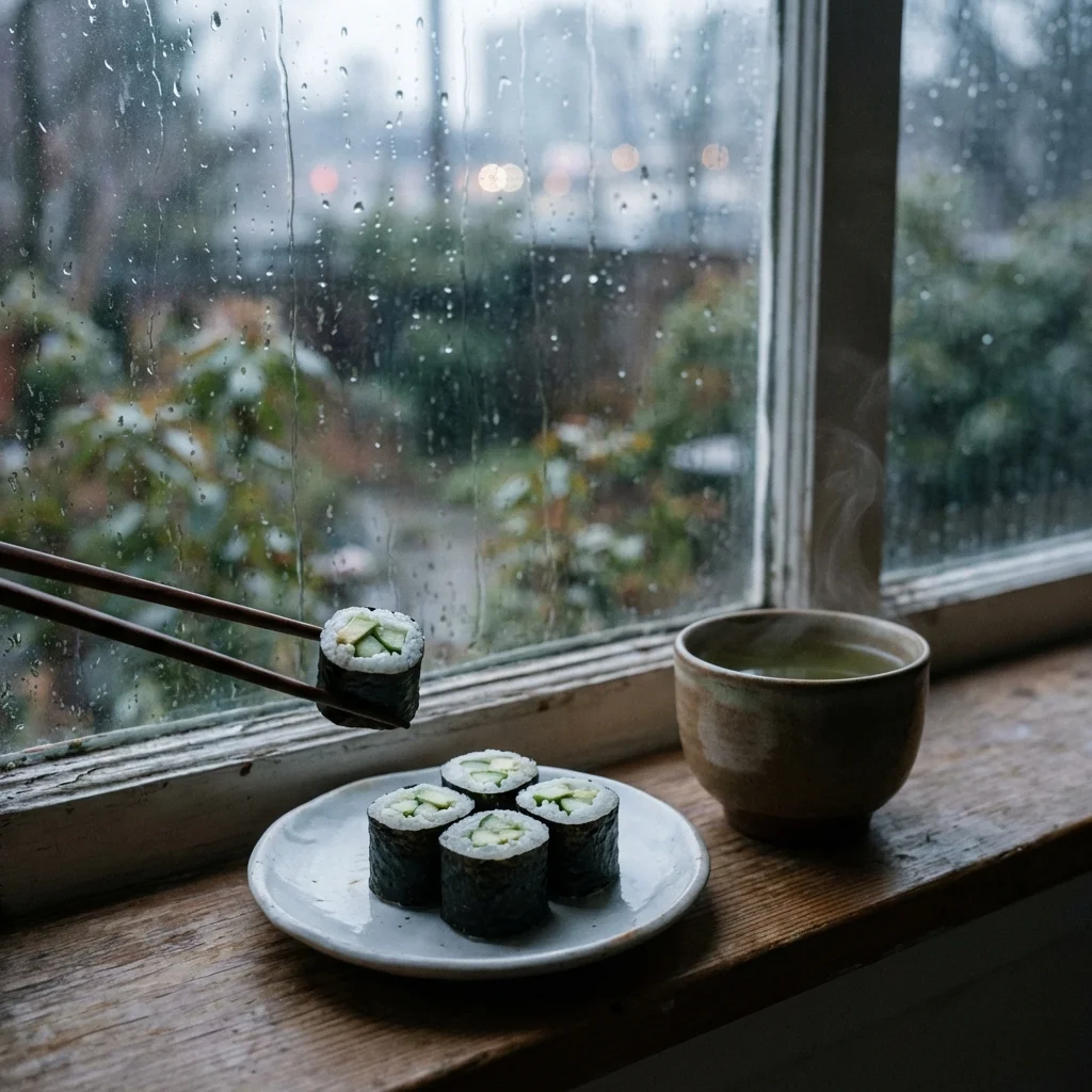 雨の日の、窓辺で