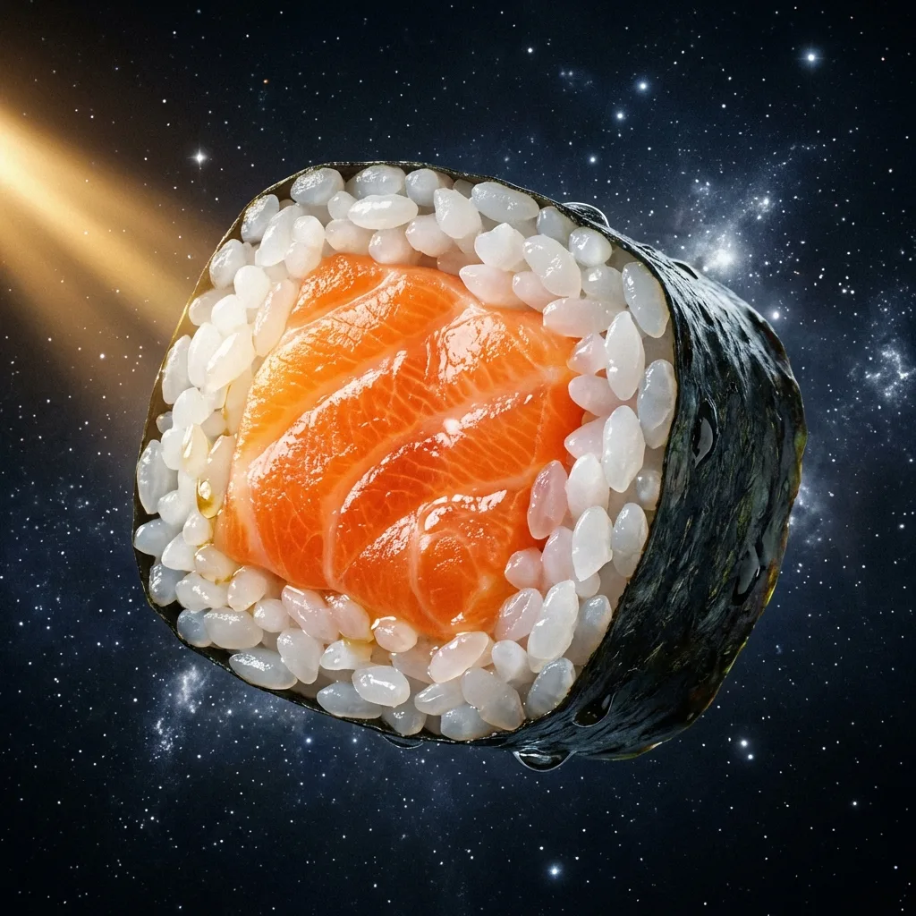 霜降りサーモンの細巻きマクロショット