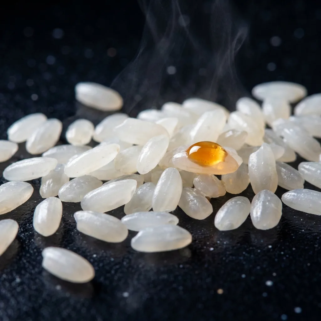 酢飯の米粒が星のように輝くマクロショット