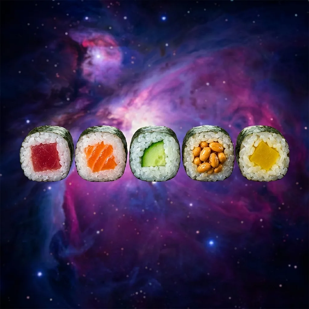 5種の細巻きが並ぶ断面ショット