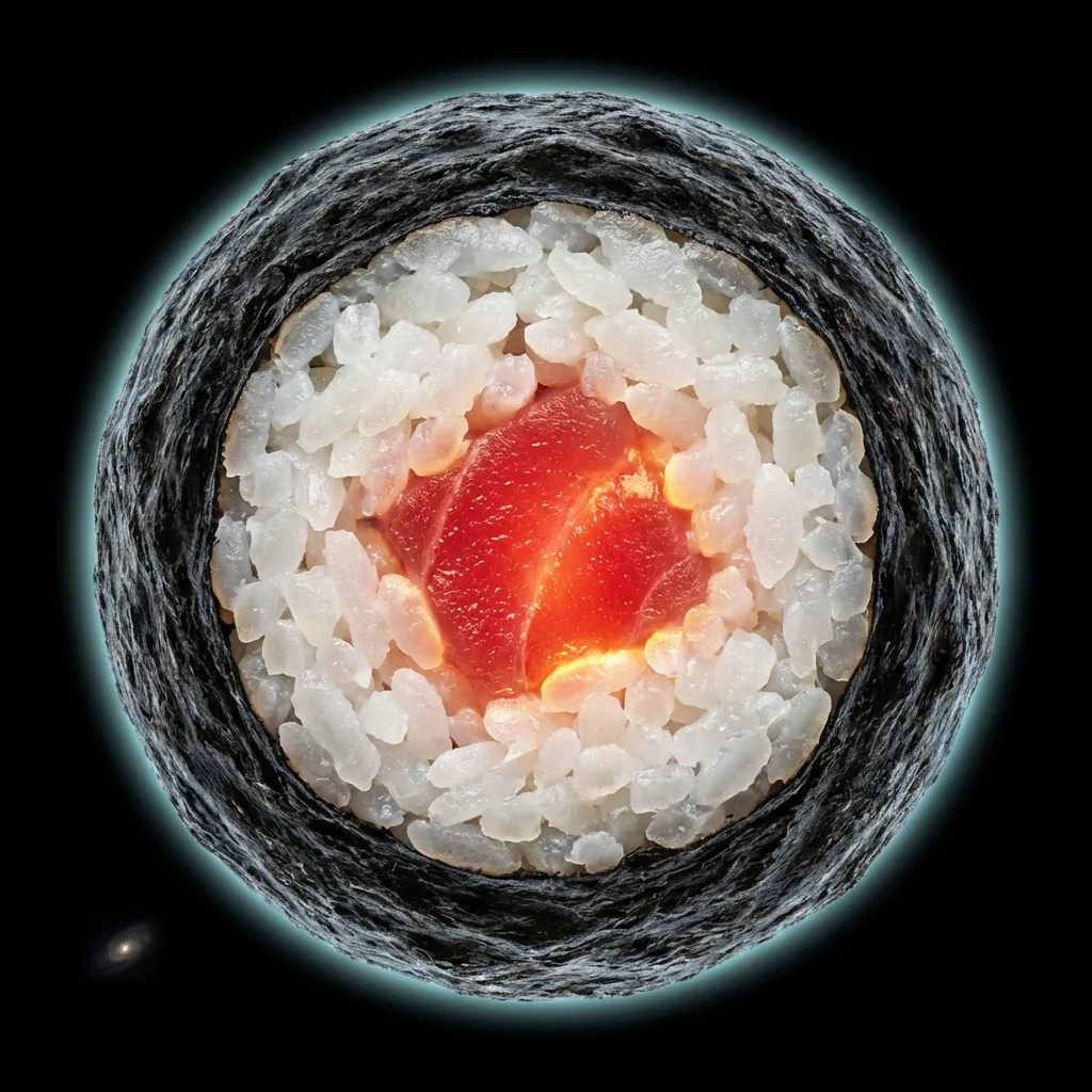 本マグロの断面が惑星に見えるマクロショット