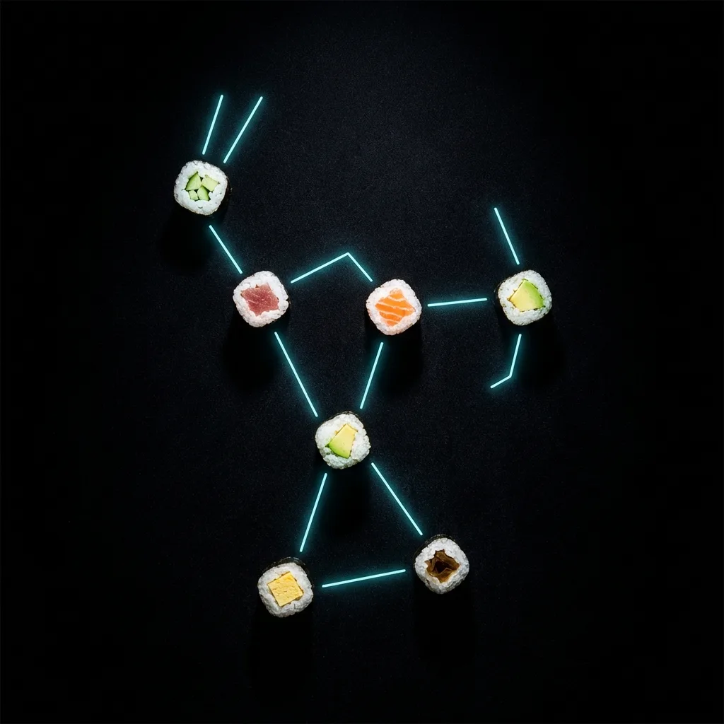 細巻きを星座のように並べたフラットレイ